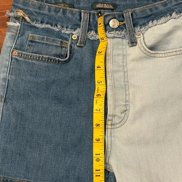 Wild Fable Highest Rise Slim Straight Patchwork Two Toned Denim Jeans Size 00 - Picture 6 of 9